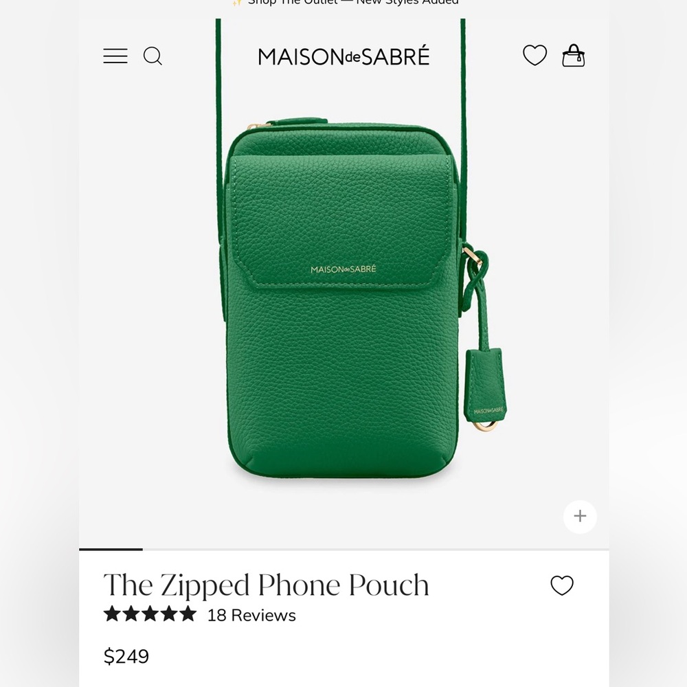 Maison de Sabre The Zipped Phone Pouch in Green - Never Used - Picture 2 of 13